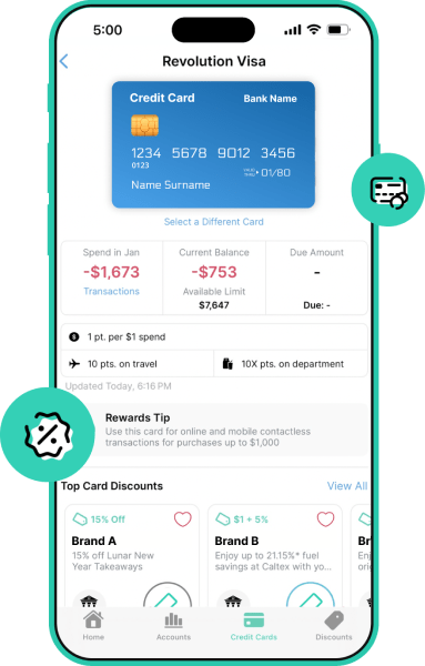 Dobin app view that allows users to filter to find the best credit card suitable to their purchasing habits.