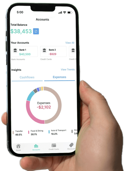 Dobin app view of a user's cashflow trend.