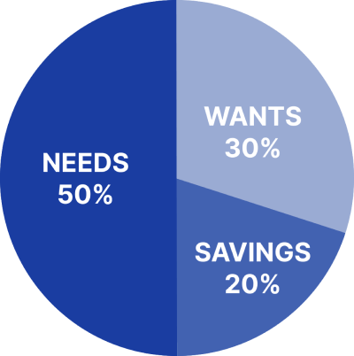 50-30-20 pie chart