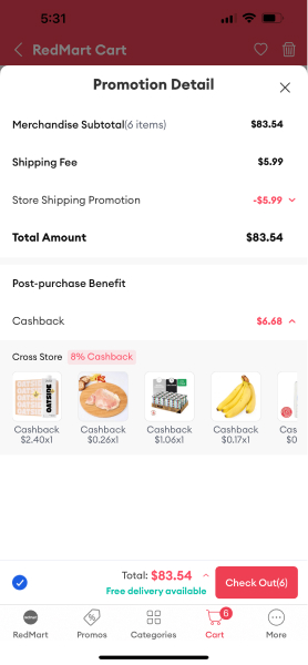 Lazada redmart checkout