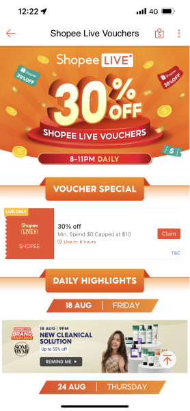 Shopee live vouchers