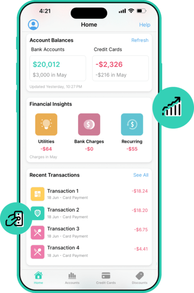 Dobin app view of the automated categorisation of transactions without any manual input from the user.