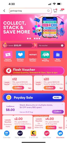Stack lazada vouchers