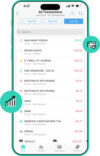 Dobin app view of the user's average monthly spend across all relevant categories, and the potential savings if they use the discounts.